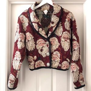 VINTAGE Knit Santa Christmas Sweater Blazer Coat